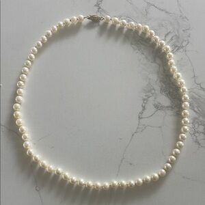 Elegant Authentic White Pearl Necklace with gold clasp